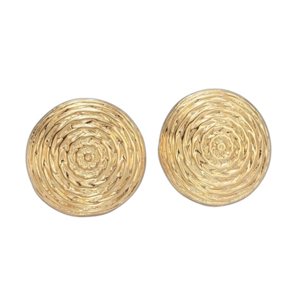 NEW 24K Gold Filled Ripple Design Round Earrings - Picture 5 of 5